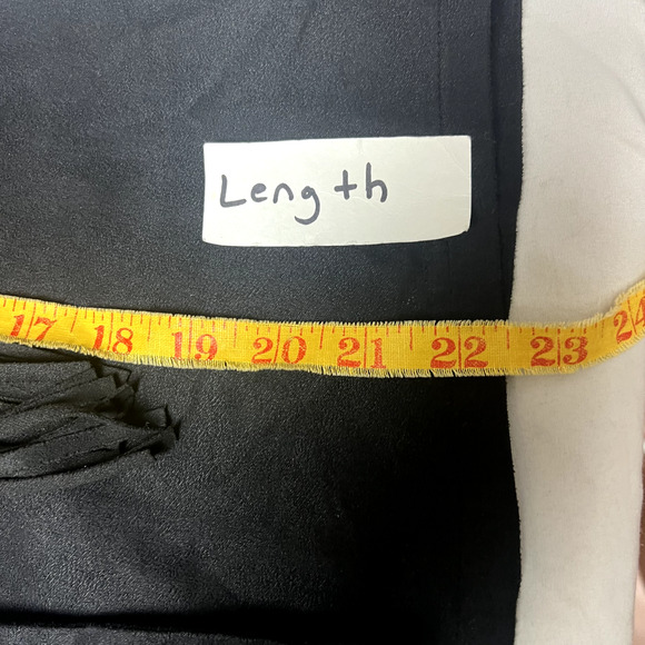 Flying Tomato Small Black Aztec Southwestern Open Vest Faux Suede Fringe Boho - Picture 6 of 9